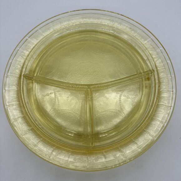ANCHOR HOCKING CAMEO BALLERINA YELLOW 4PC 10.25”‎ GRILL PLATES 1930-34 EUC GORG! - Picture 2 of 11